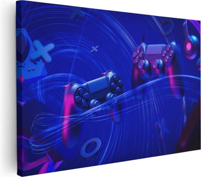 Artaza Canvas Schilderij Gamer Kantoor - 30x20 cm - Klein - Wanddecoratie Kantoor - Muurdecoratie Mancave - Schilderijen Op Canvas