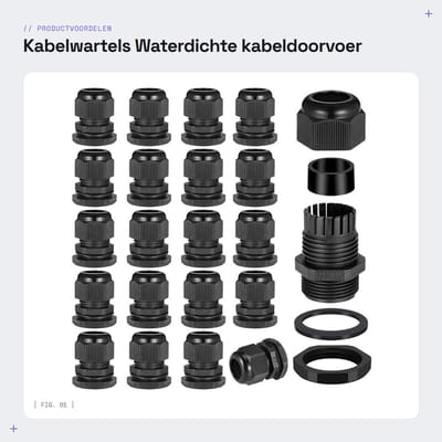 Dailygoods - Kabelwartels - Waterdichte kabeldoorvoer - Zwart - Nylon - 20 stuks - Geschikt voor buitengebruik - IP68