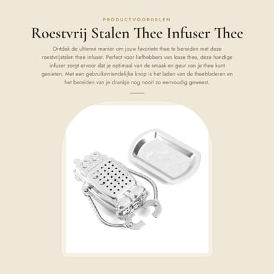 Dailygoods- Theezeef Robotvorm - Roestvrij Staal - Duurzaam - Thee Infuser - Gemakkelijk te Reinigen - 6,5 x 3 cm