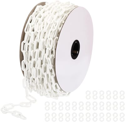 150 Feet Veiligheidsbarrière, Persoonscontrole Ketting, 6mm Witte Ketting voor Rijen, Parkeergelegenheden en Decoratie