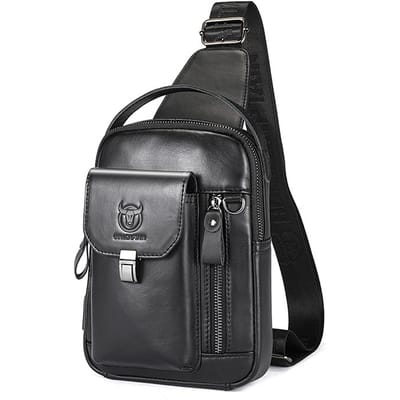 Echte leren schoudertas voor mannen en vrouwen Crossbody schouder borst dagrugzak buitenreizen