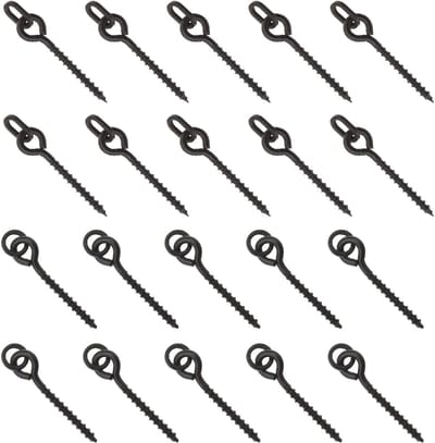 15mm Vislokken Bait Screws met Ronde/Ovale Link Loop voor Karpervisserij - 100 Stuks Terminal Grip Connectoren in Matte Zwart