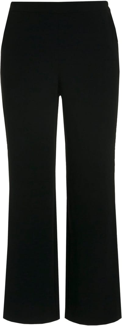 Ulla Popken - Dames - Pantalon wijde rechte pijp elastische tailleband - Zwart - Maat 42