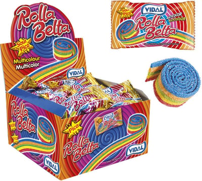 Vidal - Zure Matjes Rainbow - 19 Gram x 24 Stuks - Uitdeel - Rolla Belta - Zure Matten - Mat - Zuur