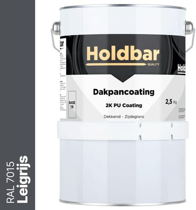 Holdbar Dakpancoating Leigrijs (RAL 7015) 2,5 Kg - Waterdicht - Vuil afstotend - UV-bestendig - Alle Kleuren - Dakpannen verven - Hecht op Steen, Beton, Dakpannen of Bestaande coating - 2 Componenten