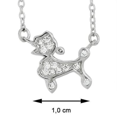 Blinx Jewels Zilveren Hanger Poedel Steentjes Zirkonia incl. Ketting