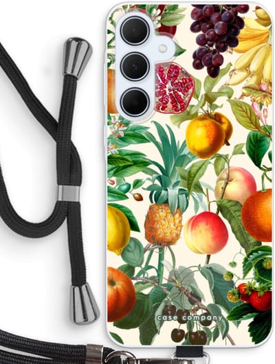 Case Company® - Hoesje met koord geschikt voor Samsung Galaxy A35 hoesje met Koord - Classic Flora - Telefoonhoesje met Zwart Koord - Bescherming aan alle Kanten en Over de Schermrand