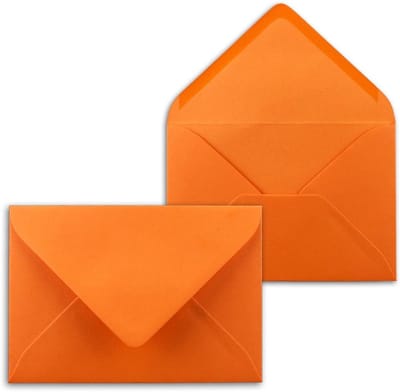 Gekleurde Enveloppen - Papieren Enveloppen - Kaarten Verzenden - Volledig Gekleurd Papier - DIN C6 114 x 162 mm - Oranje