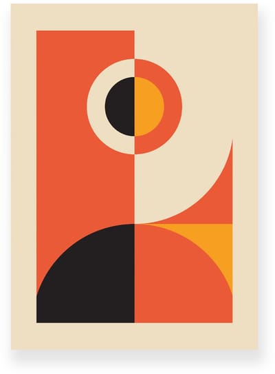 Poster 20x30 cm - Abstract Design - Beige - Oranje - Zwart - Abstract - Vintage - Muurdecoratie - Wanddecoratie