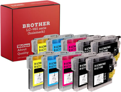 10-pack | Geschikt voor Brother LC985 XL Inktcartridges - 4x Zwart - 2x C, M & Y - Geschikt voor MFC/DCP J125 - J140W - J315W - J515W -J220 - J265W - J410 - J415W