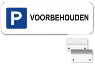 Parkeerbord Voorbehouden - Weerbestendig Aluminium - 40x15 cm - Bevestiging: Met muur-/ wandmontage beugels
