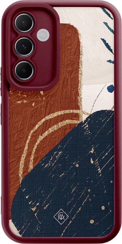Casimoda® hoesje - Geschikt voor Samsung Galaxy A55 - Abstract Terracotta - Zwart TPU Backcover - Geometrisch patroon - Rood