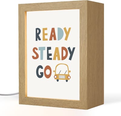 Nachtlampje 15x20 cm - Kinder lampje - Auto - Quote - Kleuren - Voertuigen - Tafellamp kinderkamer - Slaapkamer lamp - Bedlamp kinderen - Kinderlampje stopcontact - Wandlamp babykamer - Nachtlampjes