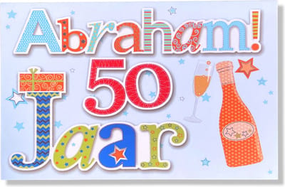 Hoera 50 jaar! Luxe verjaardagskaart Abraham - 12x17cm - Gevouwen Wenskaart inclusief envelop - Leeftijdkaart