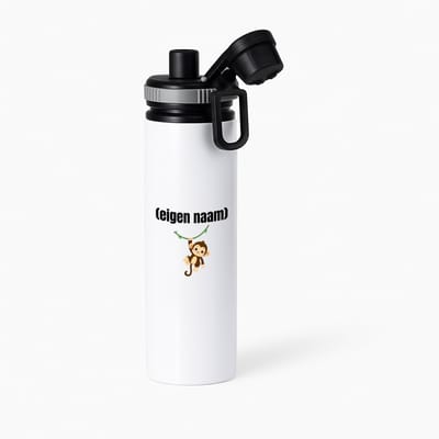 Hacebo® - kleine aap met eigen naam waterfles met draaidop grijs - Aap - apen liefhebbers - iemand die houdt van apen - verjaardag - cadeau - kado - water fles - 850ML