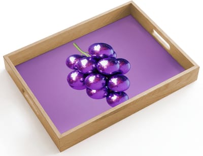 Dienblad hout 40x30 cm - Schootdienblad - Druif - Disco - Glitter - Paars - Borrelplank rechthoek - Plateau dienbladen