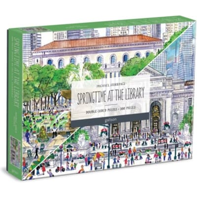 Michael Storrings Springtime At The Library 500 Piece Double-Sided Puzzle - Galison