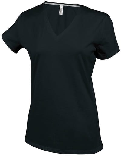 Kariban Dames/dames Feminine Fit Korte Mouwen V Hals T-Shirt (Zwart)