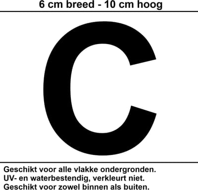 Huisnummer Sticker | Letter C | 10 CM ZWART | Container Sticker | Letter Stickers