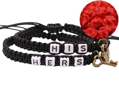 His & Hers Armband Set + Rozenblaadjes = Valentijn Cadeautje voor Hem en Haar - Valentijnsdag voor Mannen Cadeau Kadootjes