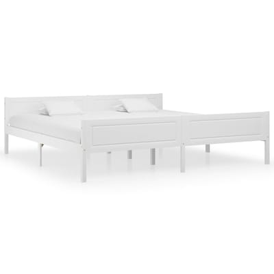 vidaXL - Bedframe - massief - grenenhout - wit - 200x200 - cm