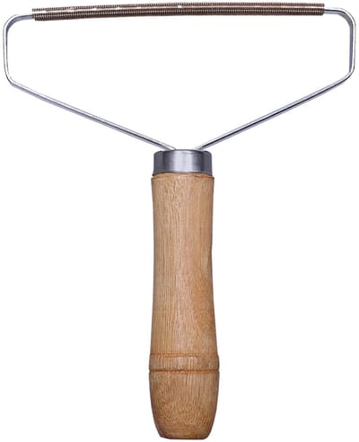Sillar Pluizenverwijderaar - kledingborstel handheld - ontpluizer voor kleding - verwijdertdierenhaar, stof - houten handvat, koperen lemmet, 1stk