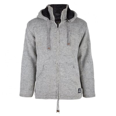 Gebreid Wollen Heren/Uni Vest van Schapenwol met Nylon Windstopper binnenvoering en afneembare capuchon - SHAKALOHA - M Breaker S