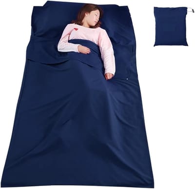 Slaapzak Liner - Reis Laken - Kamperen en Reizen - Lichtgewicht Ademend - 115 x 210 cm - Maanlicht Blauw