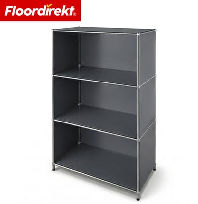 FLOORDIREKT Metalen Rek Concept Epure MK-101 - Staand rek met 4 planken & zijwanden - Boekenrek & opbergrek van metaal - 75 x 40 x 120 cm - Grijs - Voor woonkamer, kantoor & hal - Stevig en veelzijdig - Verkrijgbaar in verschillende kleuren