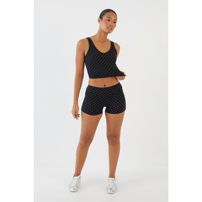 Dames Dsgn Studio Sculpt Polka Dot Mini Short | Zwart | Maat: XS