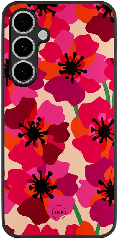 Hoesje geschikt voor Samsung Galaxy S24 FE - Pink floral bliss - Roze - TPU case - Bloemen - Hardcase zwart telefoonhoesje