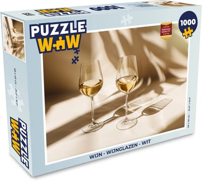 Puzzel Wijn - Wijnglazen - Wit - Legpuzzel - Puzzel 1000 stukjes volwassenen