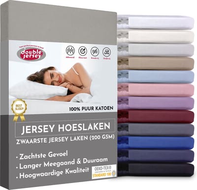 Double Jersey Hoeslaken - Hoeslaken  120x200+30 cm - 100% Katoen  Zilver Grijs