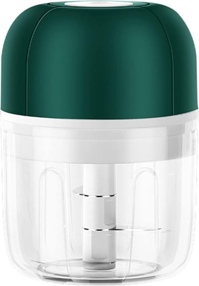 Elektrische Groentesnijder - Groen - Oplaadbare Hakselaar - Mini Eiklopper - Compact & Handig voor Lunch - 30W Vermogen - 250ml Inhoud - Uiensnijder - Draadloos - 2-in-1 Knoflook Chopper - Voor Groenten - Fruit - Noten