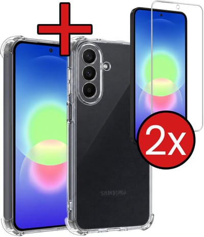 Hoesje - Met Screenprotector - 2 Stuks - Geschikt voor Samsung Galaxy A27 - Sterk & Shockproof - Back Cover - Siliconen Case - Telefoon Hoes - Shock Proof - Telefoonhoes - Transparant