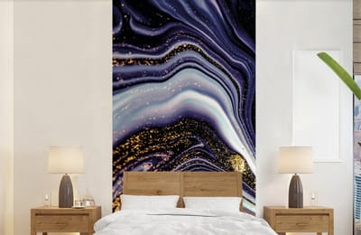 Behang - Fotobehang Marmer - Paars - Luxe - Marmerlook - Glitter - Breedte 120 cm x hoogte 240 cm