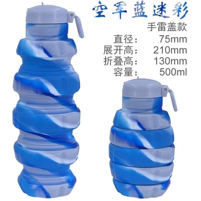 Handgranaat Camouflage waterfles Draagbare opvouwbare siliconen sportbeker 500ml handgranaat sportketel 500ml