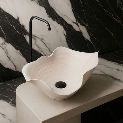 Rea Hm-02 - Wastafel Op Het Aanrecht - Beige - asymmetrisch - 54X40X18Cm