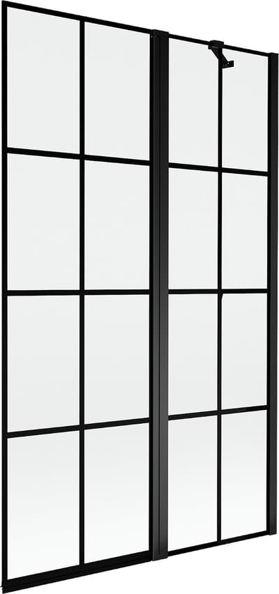 Mexen Mist badscherm 2-delig rechts 110 x 150 , zwart raster, zwart - 8A9-110-011-70-77-P