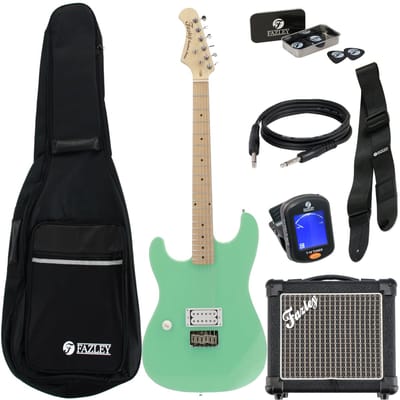 Elektrische gitaar - Starterset - incl. versterker, tas - Groen Fazley
