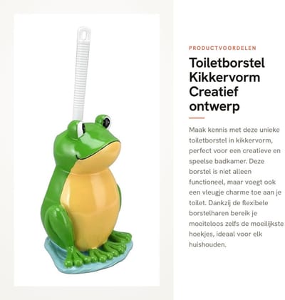 Dailygoods- Toiletborstel Creatieve Kikkervorm - Staande Toiletborstelset - Flexibele Borstelharen - Ruimtebesparend Ontwerp - Compact voor Badkamer - Makkelijk Af te Spoelen - Badkamerborstel