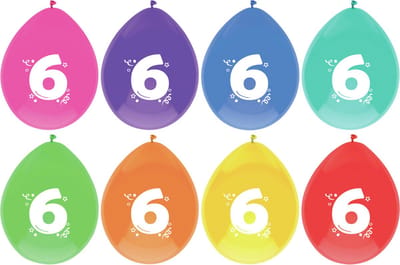 Haza Ballonnen - 6 jaar - leeftijd verjaardag - 6 stuks - 29 cm - versiering