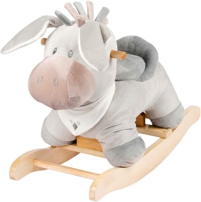 Schommel dier - Wipdier - Kindontwikkeling stimuleren - Stabiele houten constructie - 60 x 25 x 44 cm - Grijs