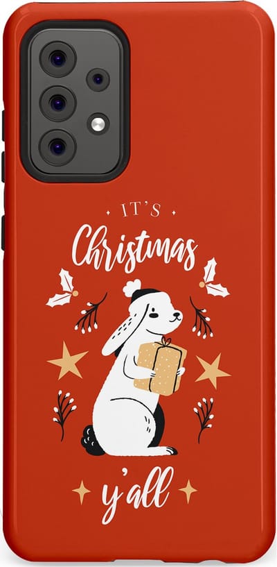 Casetastic hoesje geschikt voor Samsung Galaxy A52 (2021) 5G / Samsung Galaxy A52 (2021) 4G - Dubbellaagse bescherming - Kerst Konijntje Flappie - Fashion Case - Terracotta