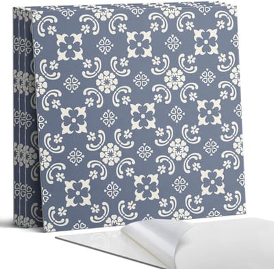 Coloray Wandpanelen Zelfklevend - Bloemenpatroon op de achtergrond Zelfklevende Wandpanelen - 50 cm x 50 cm - Marine Wandpaneel PVC - 4 stuks - Mozaïeken Wandpanelen Zelfklevend - Keuken Wandpanelen - Wandpanelen Badkamer