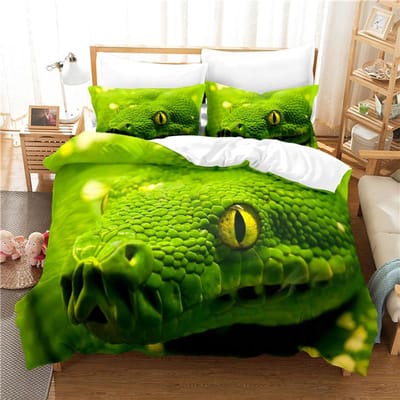 Groene Slang Beddengoed Set Dekbedovertrek Set 3D Beddengoed Digitale Print Beddengoed Queen Size Beddengoed Set Mode Ontwerp EU single(135x200cm)