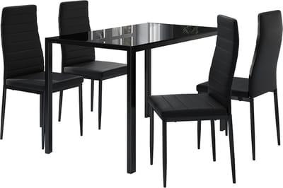 Vicco Grand Eettafel set – 120 x 75 cm Set van 4 Zwart