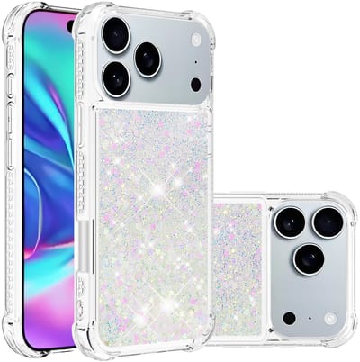 Coverup Hoesje - Geschikt voor iPhone 18 Pro / 17 Pro Hoesje - Coverup Liquid Glitter Back Cover - Wit
