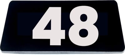 Nummerplaatje 48 - 80 x 50 x 1,6 mm - Zwart/wit - incl. 3M-tape | Nummerbordje - Deur en kamernummer - brievenbusnummers - Gratis verzending - 5 jaar garantie