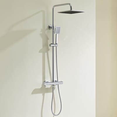 Auralum max Regendouche - Doucheset - Inclusief thermostaatkraan - Regendoucheset -10 inch Douchekop - Wandmontage - Waterbesparend -Chroom